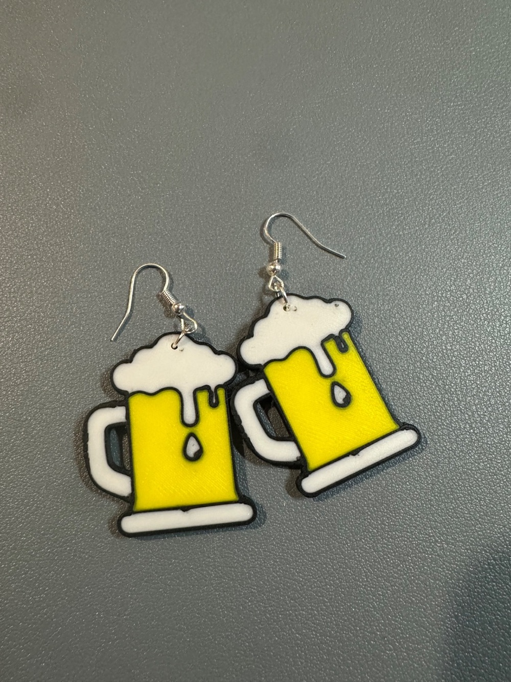 Novelty Yellow Beer Mug Drop Earrings - Fun Party Accessory